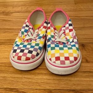 Vans checkerboard rainbow slip-ins